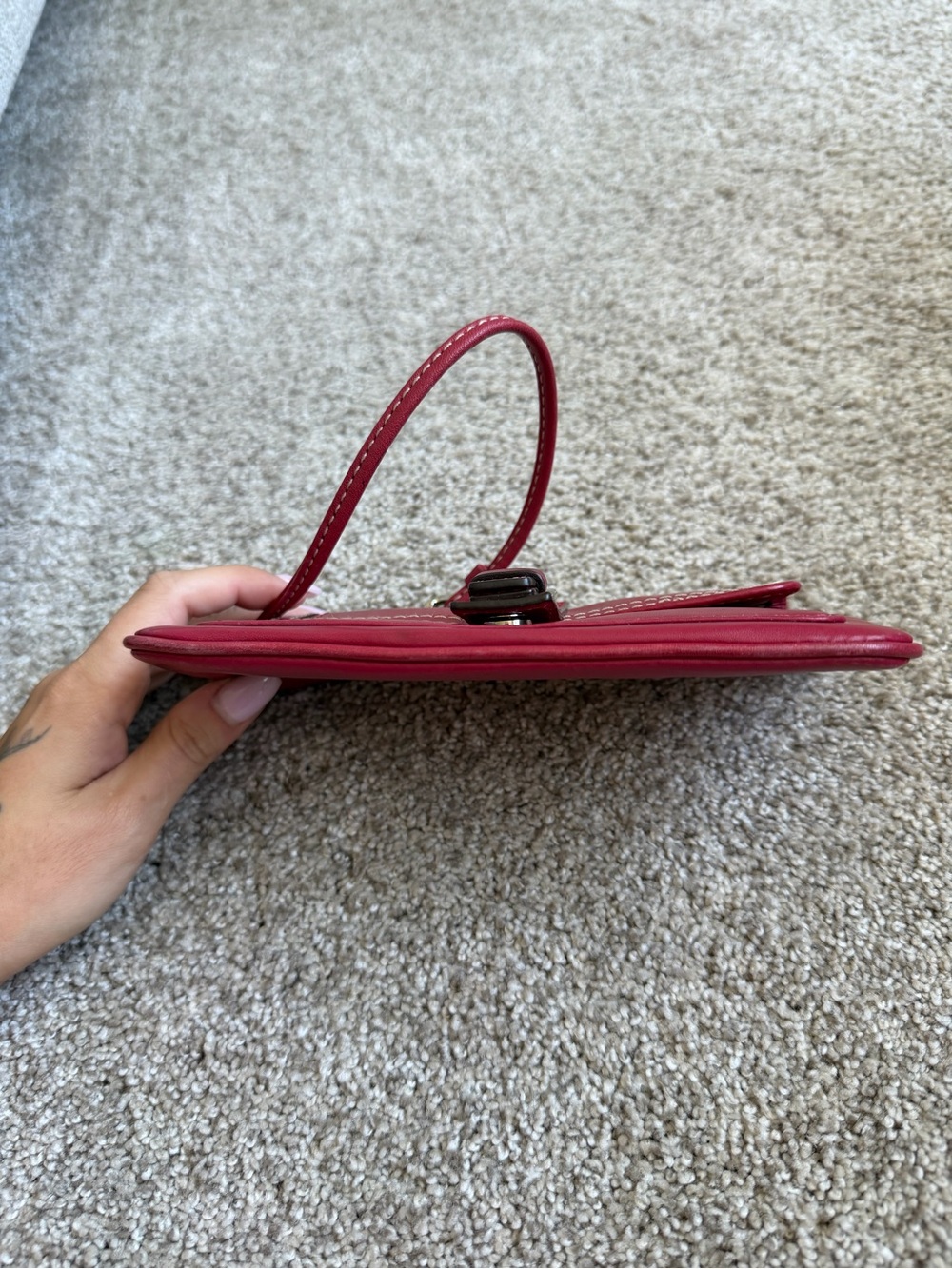 Vintage Y2K Coach Soho Red Leather Buckle Wristlet 40… - Gem